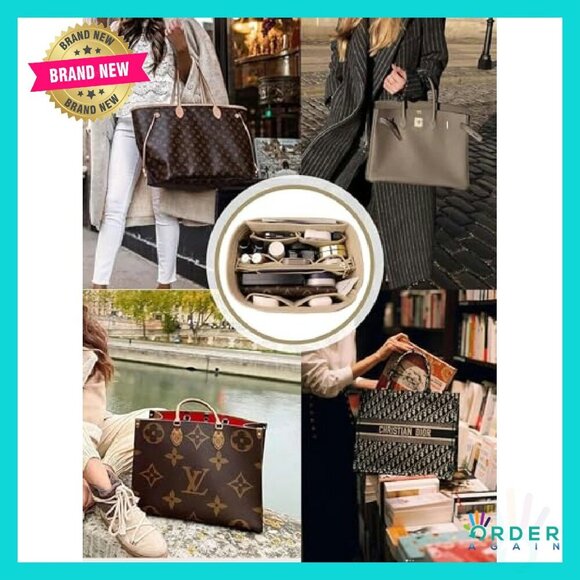 Felt Purse Organizer Insert 13 Compartments 5 Sizes Tote Bag Dividers - Picture 7 of 8